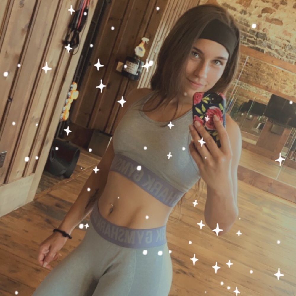 Gray and Purple Gymshark Sports-bra size: S
